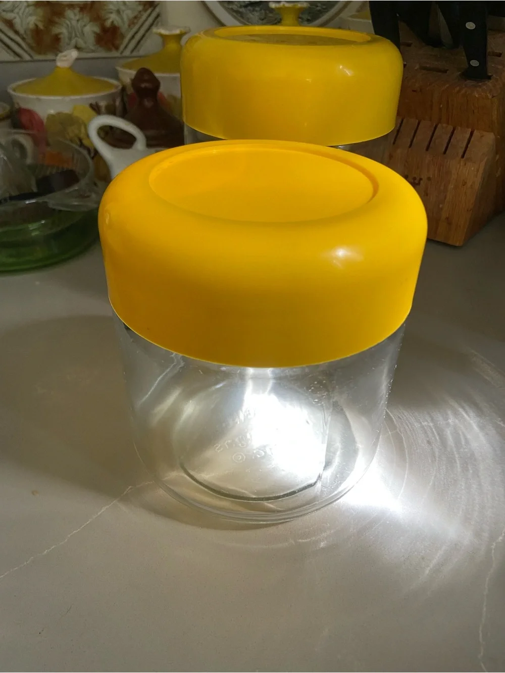 2 Vintage Heller Design Glass Canisters